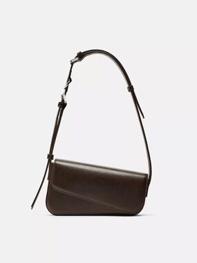 ZARA Brown Asymmetrical Shoulder Bag